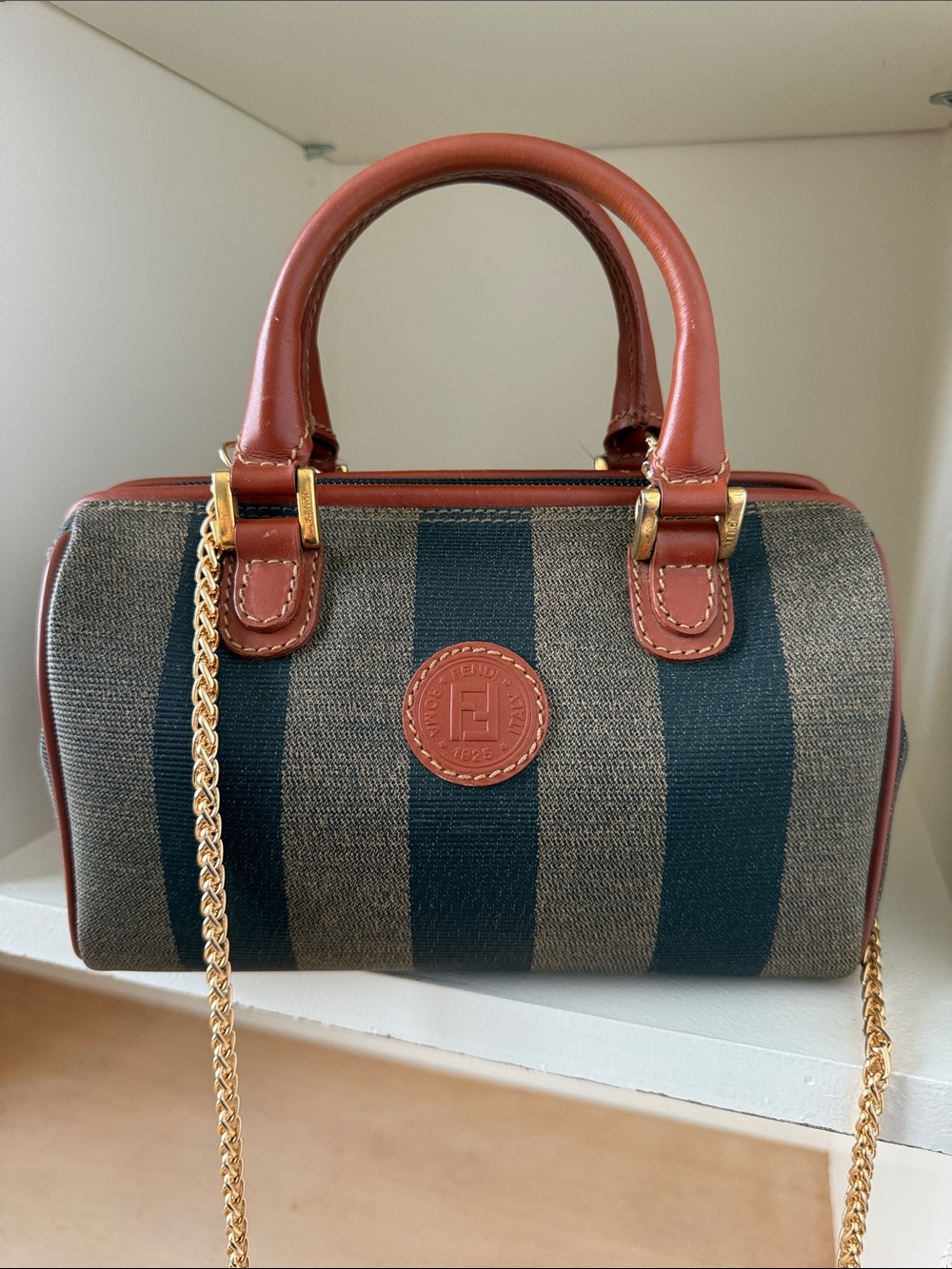 Vintage Fendi Pequin Boston Mini Bag